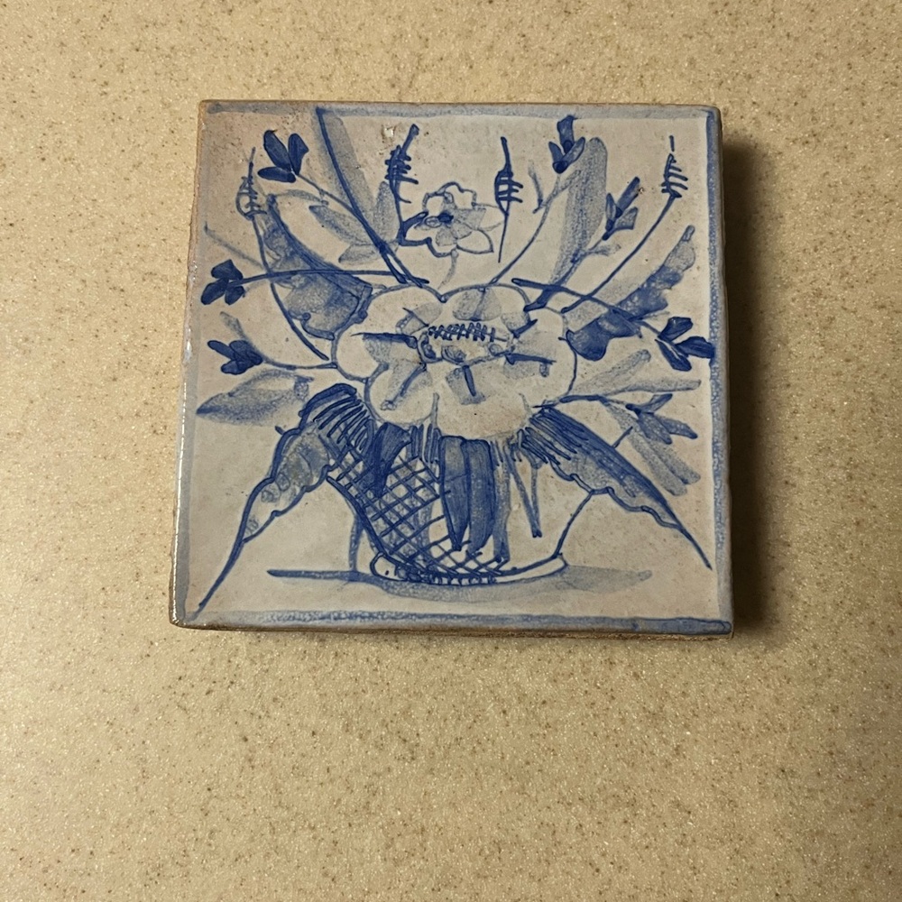 Antique Delft Ware Floral Tile